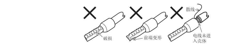 棒狀端子錯誤情況下的示意圖